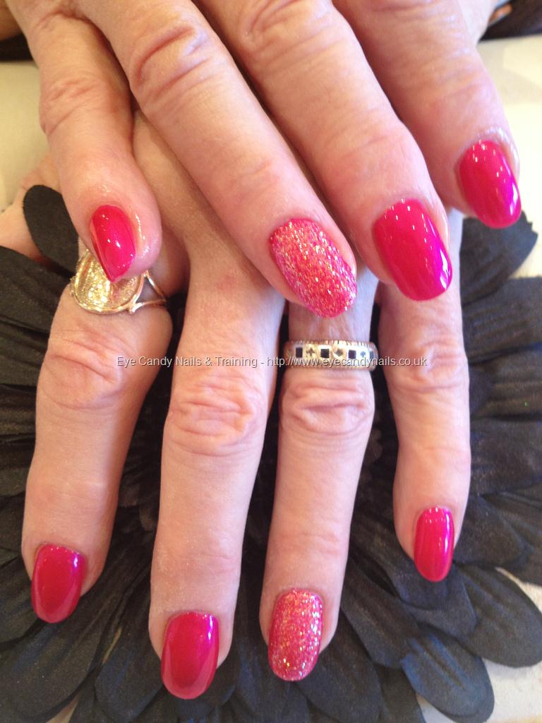 Eye Candy Nails & Training - Cuccio hot pink polish with pink glitter ...