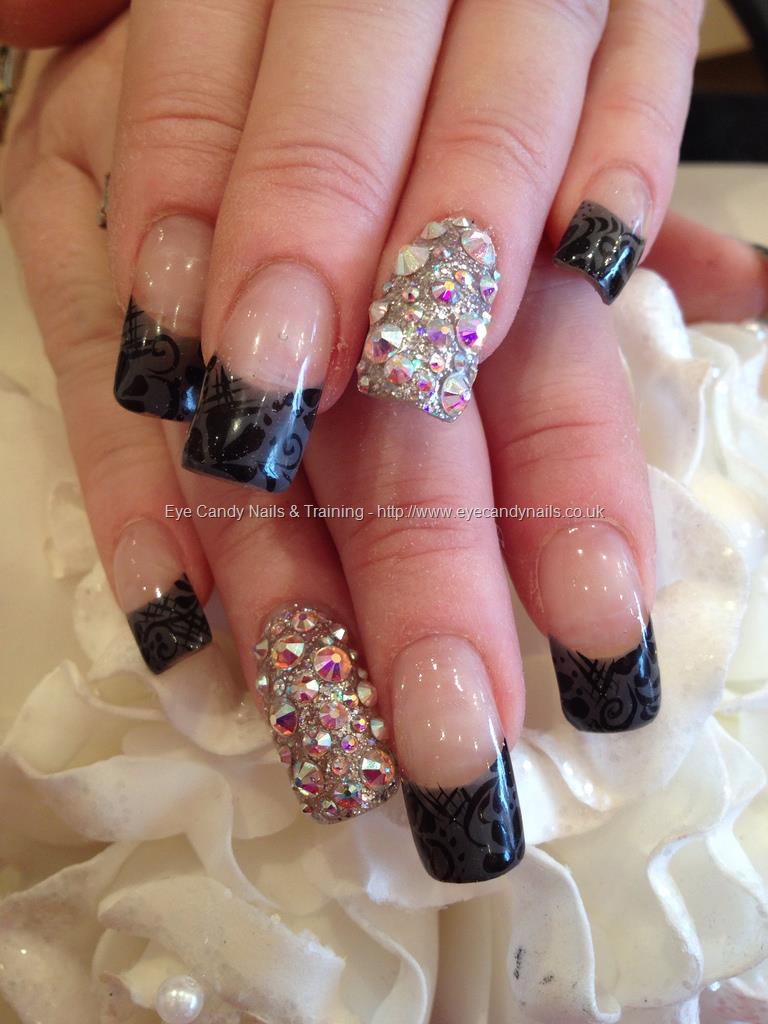 Eye Candy Nails & Training - Grey polish tips with black freehand nail ...