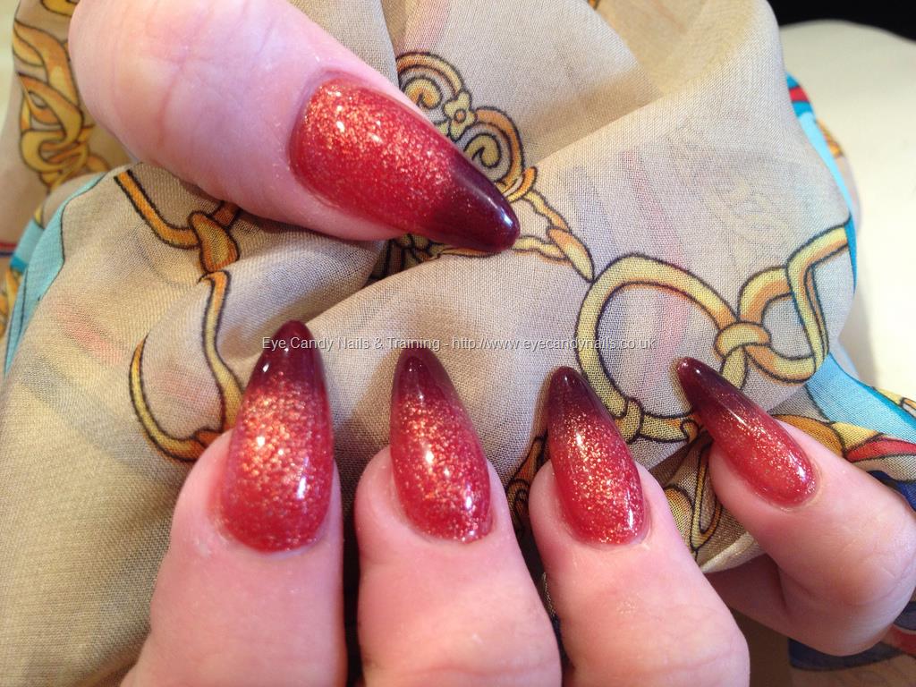 Eye Candy Nails & Training - Stiletto nails with orange glitter gel ...