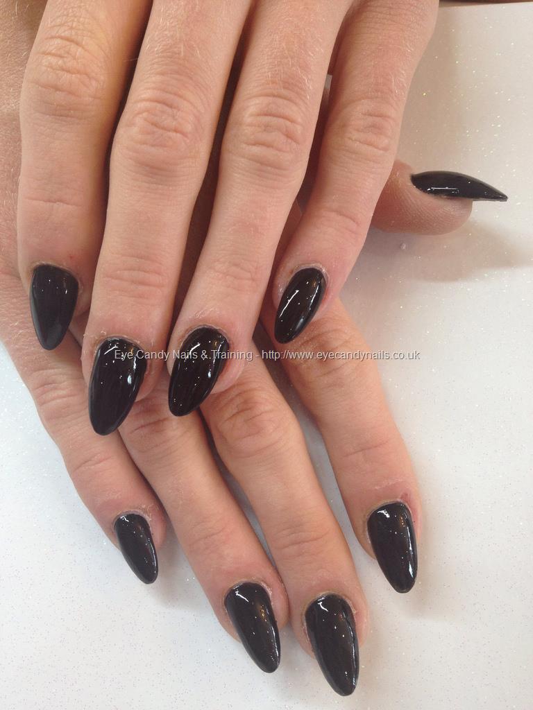 Eye Candy Nails & Training - Almond shape acrylic nails with black gel ...