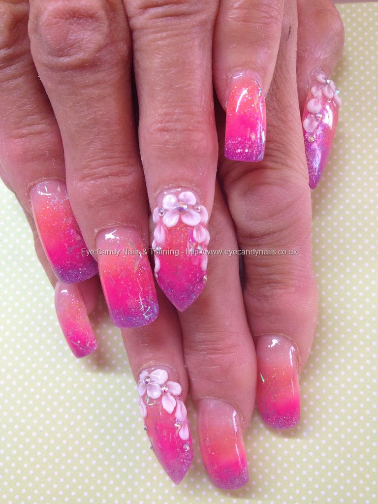 Eye Candy Nails & Training - Sculptured acrylics with orange, pink and ...