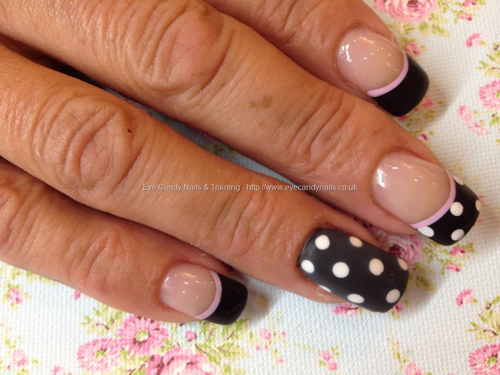 Eye Candy Nails & Training - Black and pink polka dots with matt gel ...