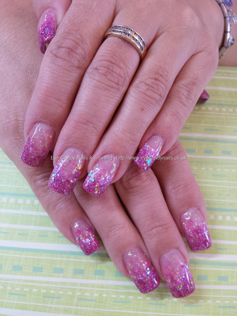 light pink glitter acrylic nails