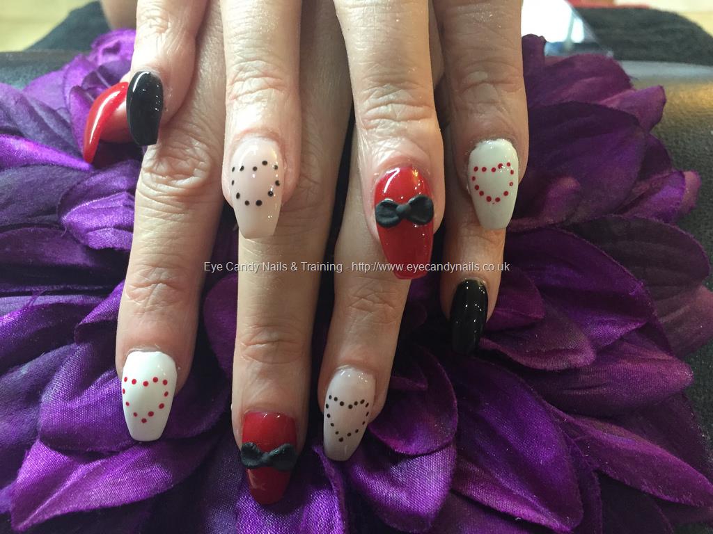 Eye Candy Nails & Training - Acrylic nails with pink red black gel ...