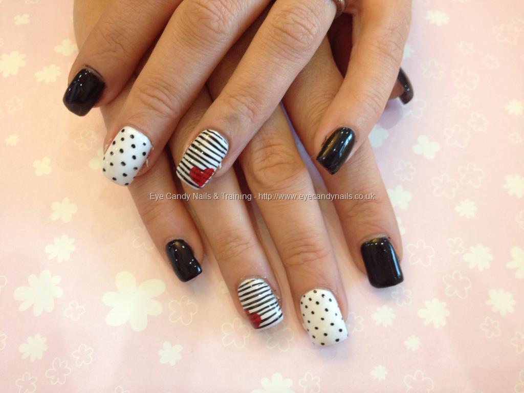 Eye Candy Nails & Training - Acrylic nails with black silver and white ...