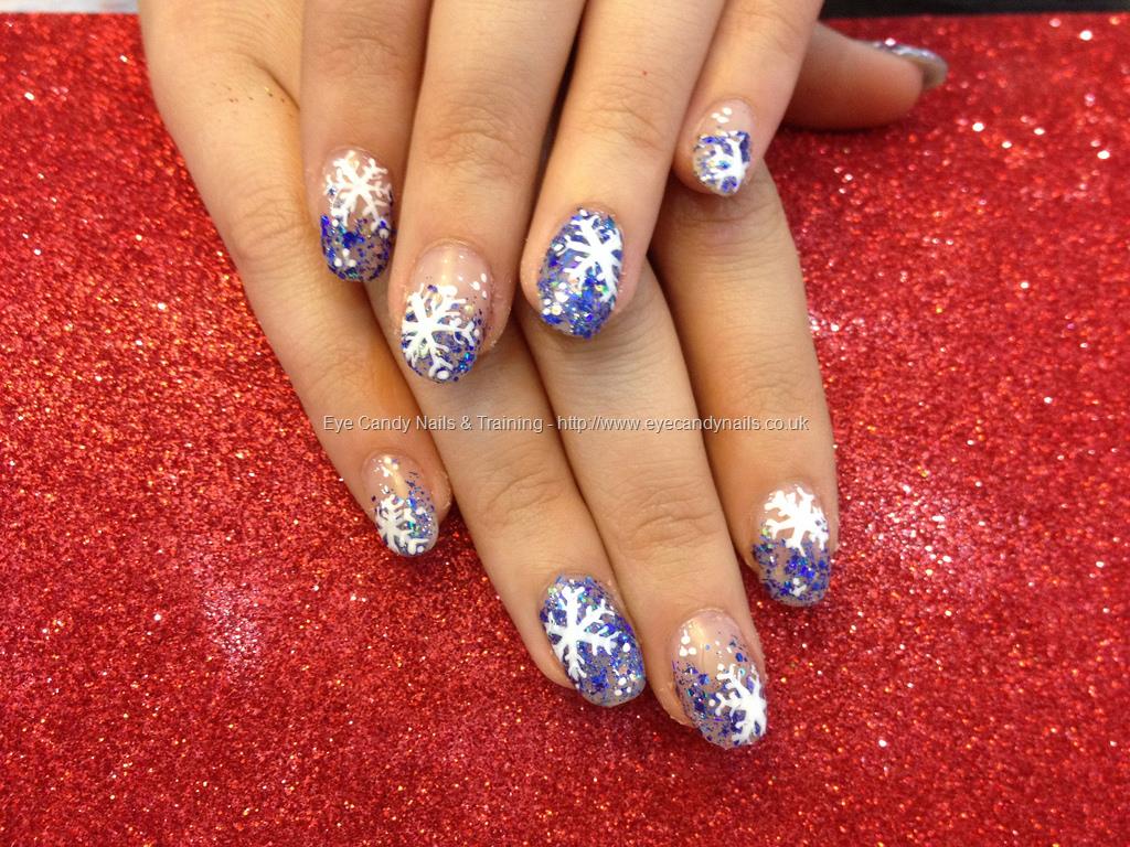 Eye Candy Nails & Training - Acrylic nails with blue glitter and ...