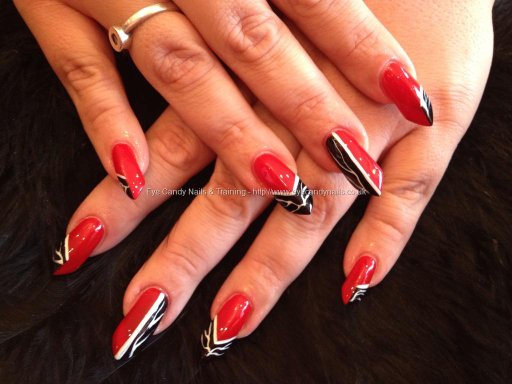 Eye Candy Nails & Training - Edge nails with red black and white nail art  by Nicola Senior on 3 November 2012 at 12:41