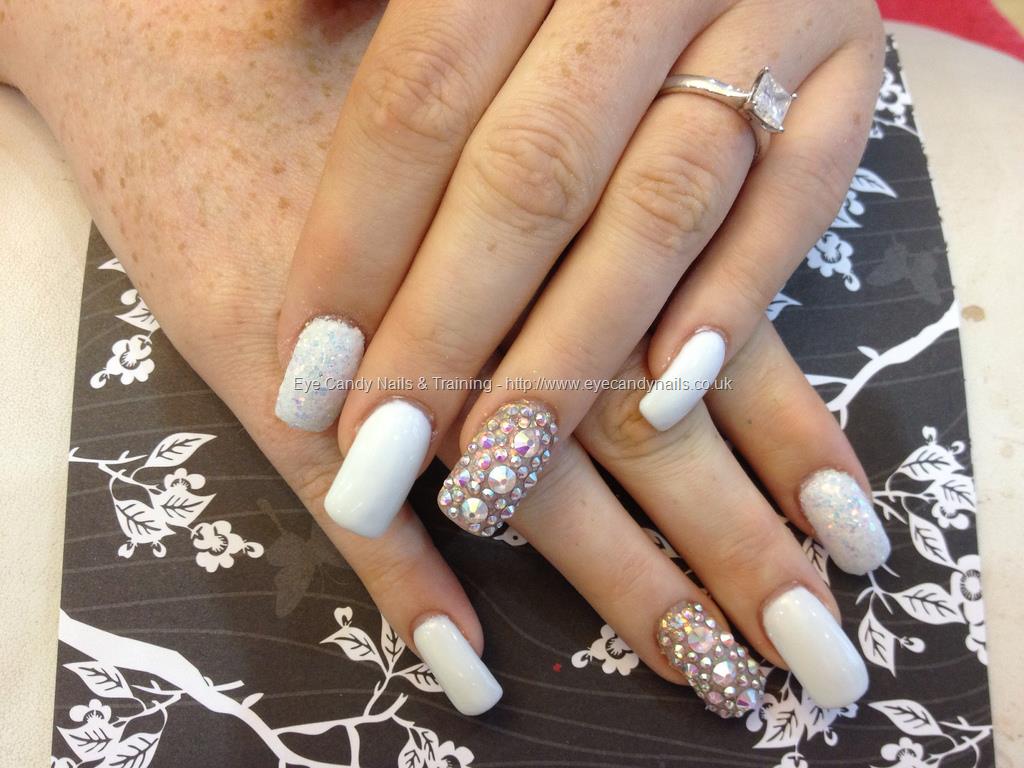Eye Candy Nails & Training - Acrylic nails with white gel polish and ...